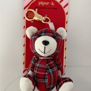 Piper Red Plaid Stuffed Bear Charm